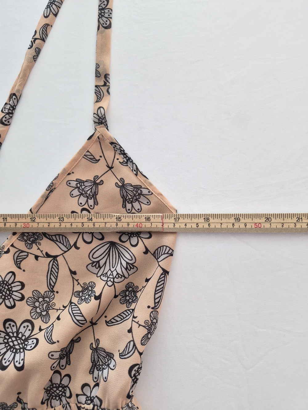 For Love & Lemons Peach Floral Midi Slip Dress with Neck Scarf Size L - Picture 10 of 13